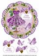 Lilac Floral Dress Happybirthday 8in Doily Decoupage Topper