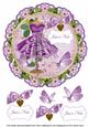Lilac Floral Dress Just a Note 8in Doily Decoupage Topper