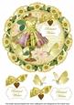 Lemon Floral Dress Belated Wishes 8in Doily Decoupage Topper
