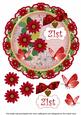 Red Daisy 21st 8in Doily Decoupage Topper