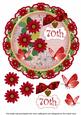 Red Daisy 70th 8in Doily Decoupage Topper