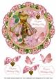 Pink Floral Dress Wedding Day 8in Doily Decoupage Topper