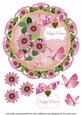 Pink Daisy Happy Easter 8in Doily Decoupage Topper