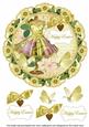 Lemon Dress Happy Easter 8in Doily Decoupage Topper