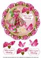Cerise Dress Love Birthday 8in Doily Decoupage Topper
