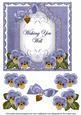 Blue Pansy Wishing You Well Fancy 7in Decoupage Topper