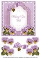 Lilac Pansy Wishing You Well Fancy 7in Decoupage Topper