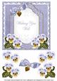 Pale Blue Pansy Wishing You Well Fancy 7in Decoupage Topper