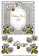 Silver Pansy Wishing You Well Fancy 7in Decoupage Topper