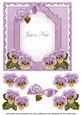 Lilac Pansy Just a Note Fancy 7in Decoupage Topper