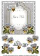 Silver Pansy Just a Note Fancy 7in Decoupage Topper