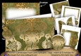 Olive Gold Damask 7x5inch Landscape Card & Envelope Mini Kit
