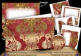 Red Gold Damask 7x5inch Landscape Card & Envelope Mini Kit