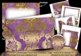 Lilac Gold Damask 7x5inch Landscape Card & Envelope Mini Kit