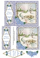 Blue Snowscene Happy Christmas 7x5inch Diamond Lace Step by Step