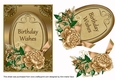 Coffee Gold Rose Birthday Wishes 7x5in Oval Decoupage Topper