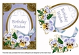 Blue Pansy Birthday Wishes 7x5in Oval Decoupage Topper