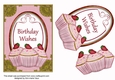Pink Strawberry Cupcake Birthday Wishes 7x5in Oval Decoupage Topper