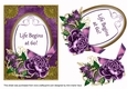 Purple Rose Life Begins at 60! 7x5in Oval Decoupage Topper