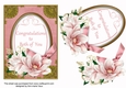 Pink Congratulations Both Magnolia 7x5in Oval Decoupage Topper
