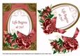 Red Rose Life Begins at 70 7x5in Oval Decoupage Topper