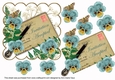 Dusky Teal Pansy Invitation Accepted Ink Saver 6in Decoupage Step by Step