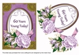 Lilac Rose 60 Years Young 7x5in Oval Decoupage Topper
