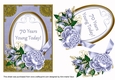 Blue Rose 70 Years Young 7x5in Oval Decoupage Topper