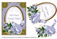 Blue Rose 100 Years Young 7x5in Oval Decoupage Topper