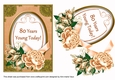 Peach Rose 80 Years Young 7x5in Oval Decoupage Topper