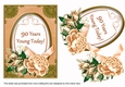 Peach Rose 90 Years Young 7x5in Oval Decoupage Topper