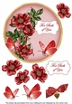 Red Wild Rose Both of You 7in Circle Decoupage Topper