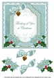 Dusky Teal Poinsettia Thinking of You at Christmas Fancy 7in Decoupage Topper