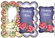 Dark Blue Rose Arch Birthday Wishes 8in Scallop Topper