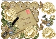 Cream Roses For my Mom 8in Scallop Decoupage Postcard Topper