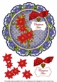 Blue Red Poinsettia Christmas Time 8in Doily Decoupage Topper