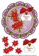 Purple Red Poinsettia Christmas Time 8in Doily Decoupage Topper
