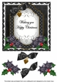 Black Poinsettia Happy Christmas Fancy 7in Decoupage Topper