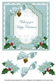Dusky Teal Poinsettia Happy Christmas Fancy 7in Decoupage Topper