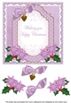 Lilac Poinsettia Happy Christmas Fancy 7in Decoupage Topper