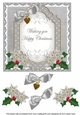 Silver Poinsettia Happy Christmas Fancy 7in Decoupage Topper