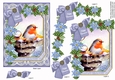 Blue Robin Happy Christmas 7x5in Fancy Lace Step by Step