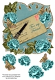 Teal Rose For my Friend 8in Fancy Rose Topper