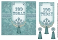 Teal 100 Today 7inch Ornate Lace Tag Topper