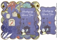 Dark Blue Birdcage Sending Love to You 8in Scallop Topper