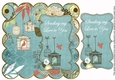 Dusky Teal Birdcage Sending Love to You 8in Scallop Topper