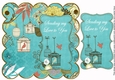 Teal Birdcage Sending Love to You 8in Scallop Topper