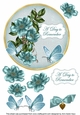 Dusky Teal Wild Rose A Day to Remember 7in Circle Decoupage Topper