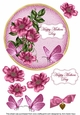 Cerise Wild Rose Happy Mothers Day 7in Circle Decoupage Topper