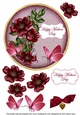 Hot Pink Wild Rose Happy Mothers Day 7in Circle Decoupage Topper